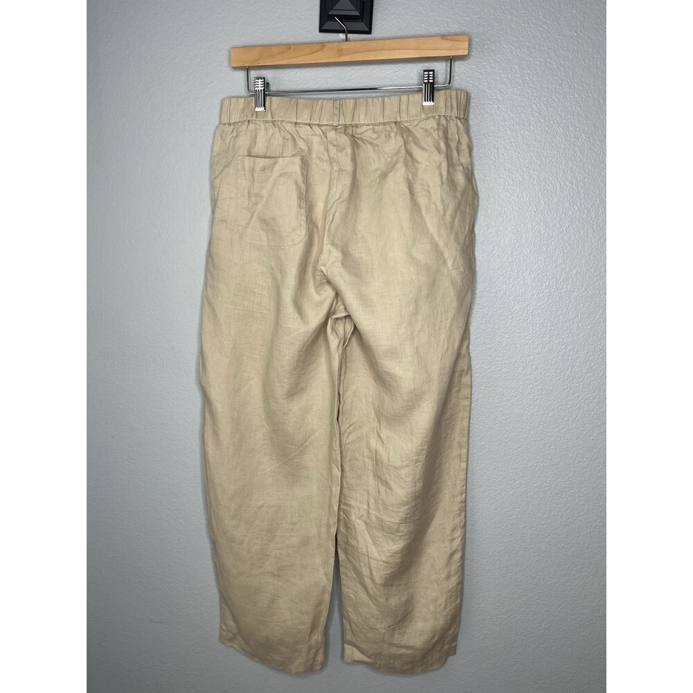 Quince MÉDIUM Women's 100% European Linen Pull On Pants Beige Boho Light Weight - Picture 2 of 4